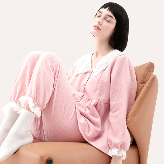 Cherry Blossom Pink Maternity Nursing Pajamas Set