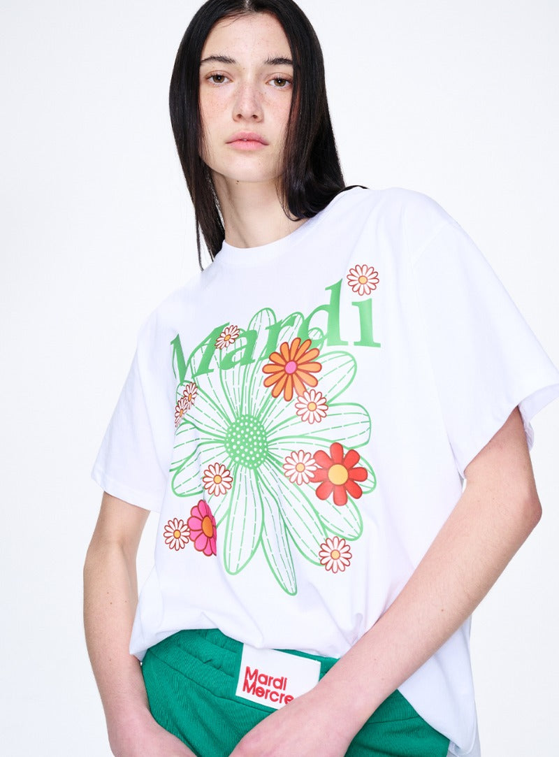 T-shirt flowermardi blossom white green