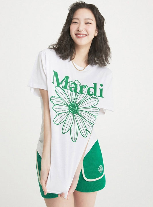 T-shirt flowermardi white green