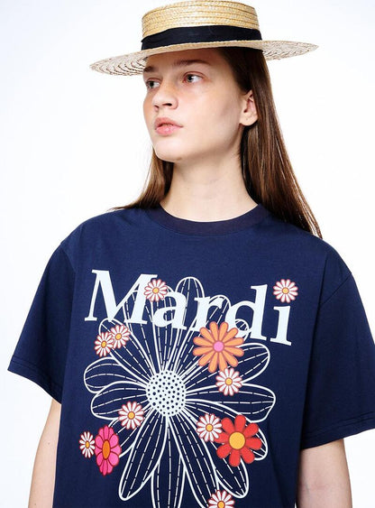 T-shirt flowermardi blossom navy white