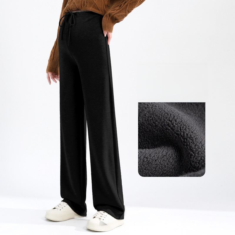 Velvet-Lined Maternity Palazzo Pants Black