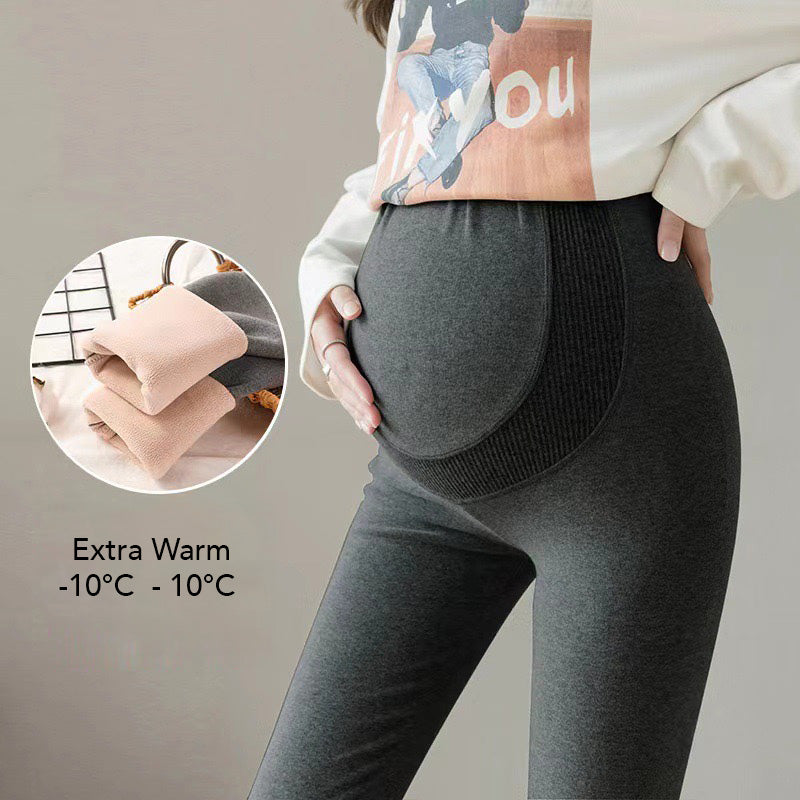 Thick Fleece-Lined Maternity Tapered Ankle Leggings