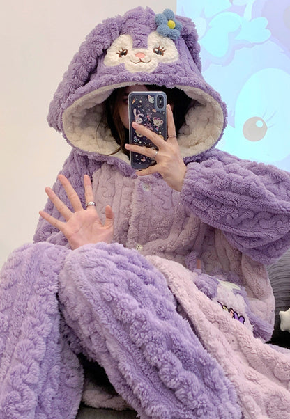 StellaLou Fleece Fluffy Fuzzy Warm Pyjama Set