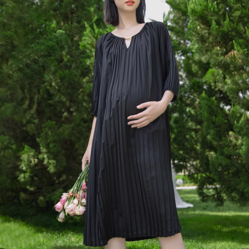 Loose Fit Pleated Midi Dress