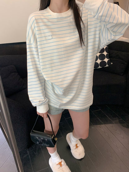 ADER EOFFOR Blue and White Striped Long Sleeve T-Shirt