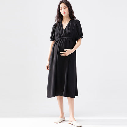 A-Line V-Neck Midi Dress