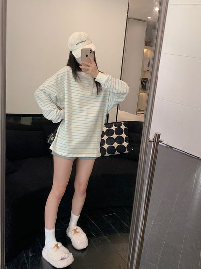 ADER EOFFOR Blue and White Striped Long Sleeve T-Shirt
