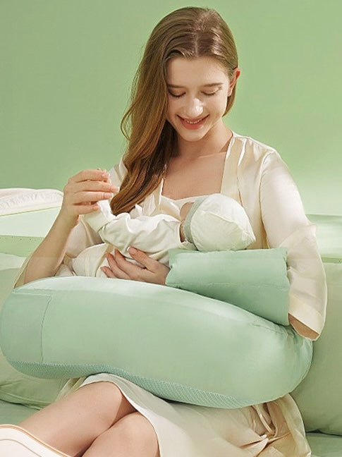 Nursing Pillow for Breastfeeding,Bottlefeeding Pillows with Adjustable Waist Strap and Removable Satin Cotton Cover