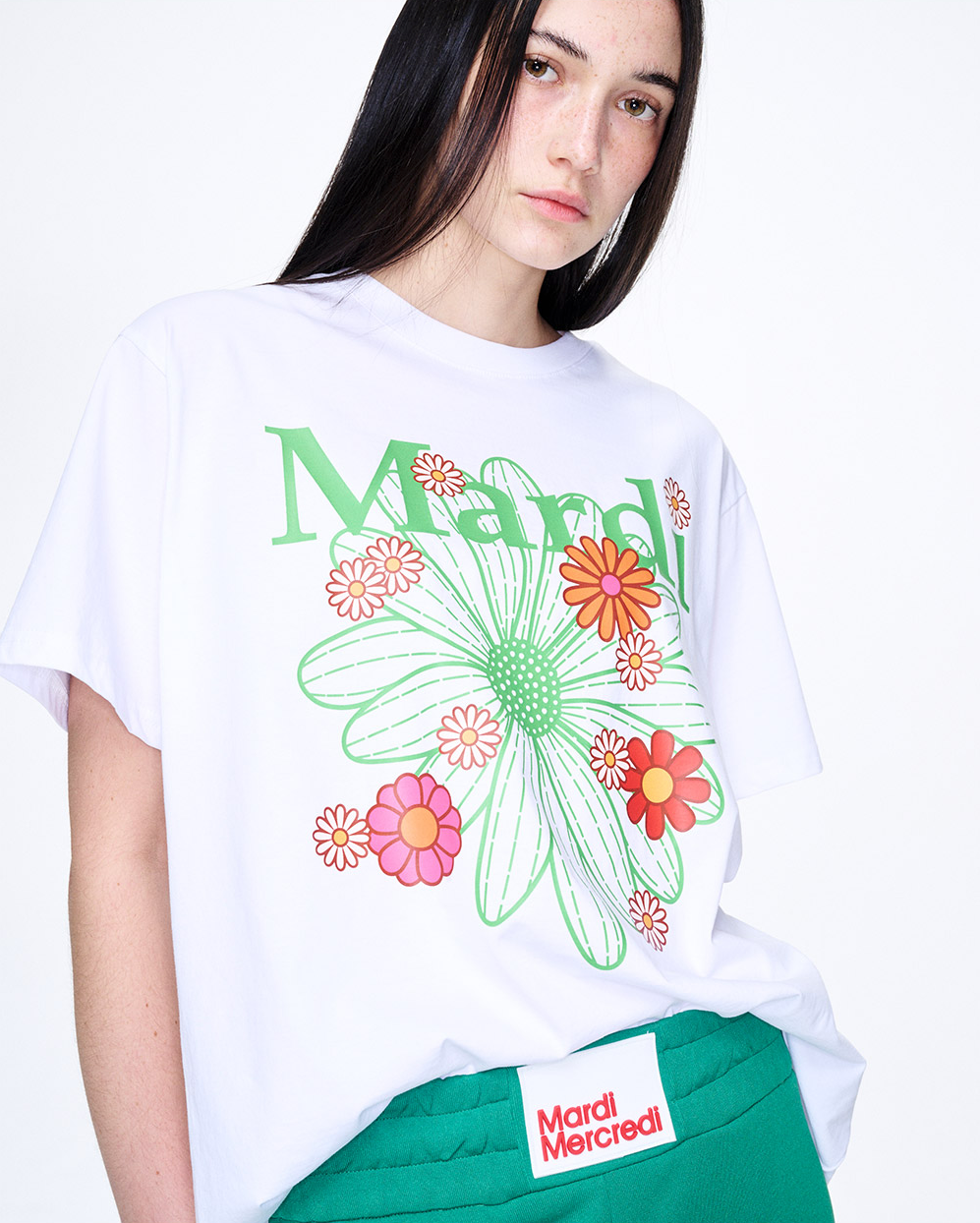 T-shirt flowermardi blossom white green