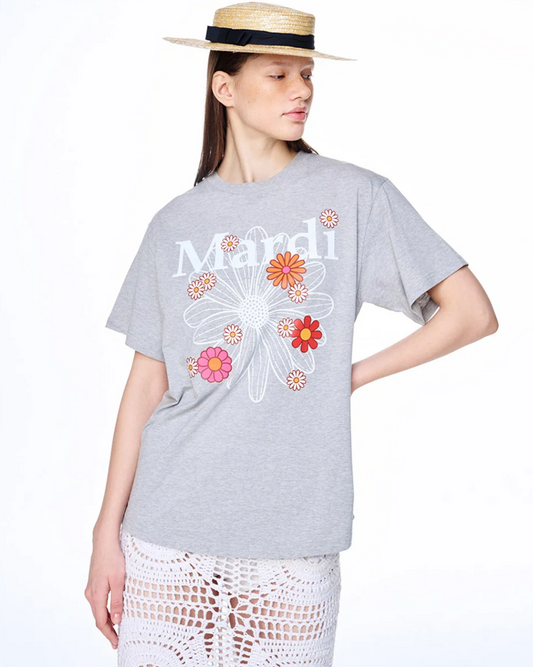 T-shirt flowermardi blossom grey white