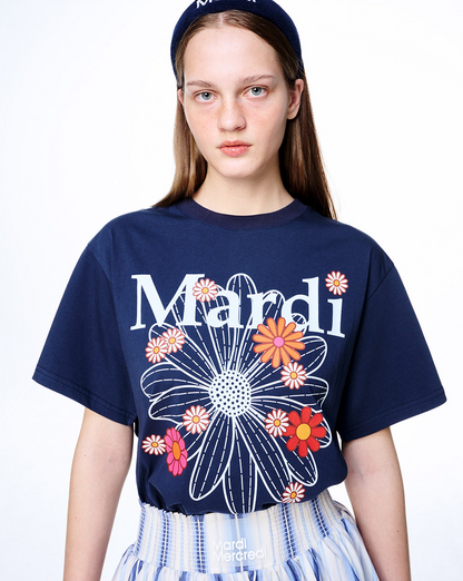 T-shirt flowermardi blossom navy white