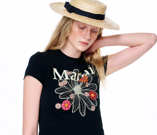 T-shirt flowermardi blossom black cream