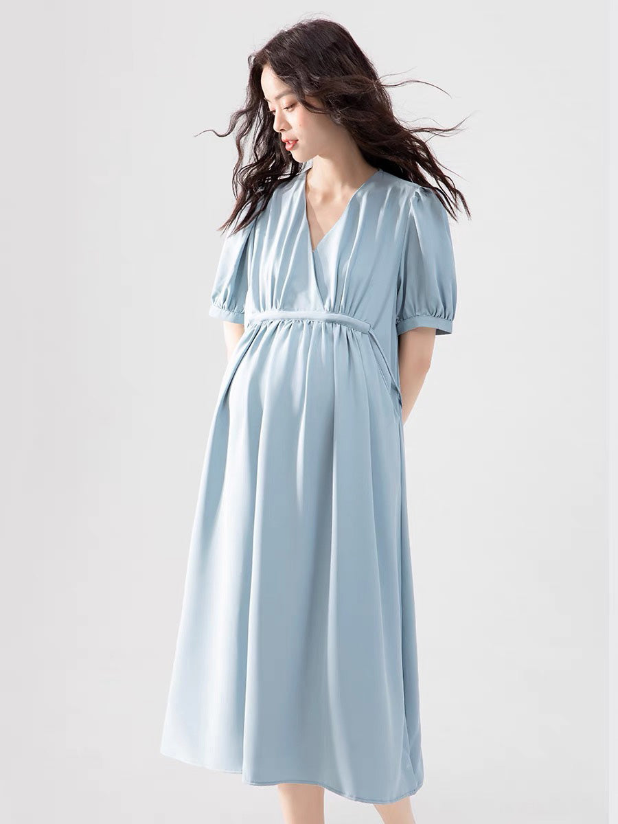 A-Line V-Neck Midi Dress