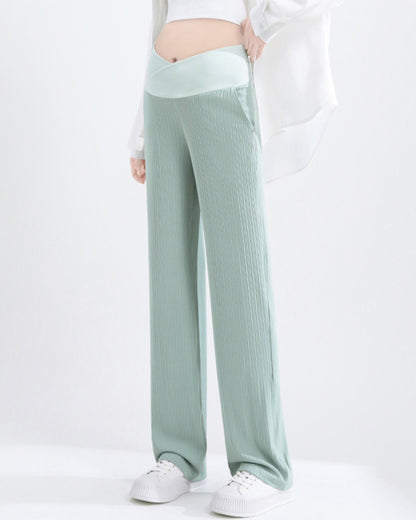 Wide Leg Crossover Waist Cotton Silk Pants