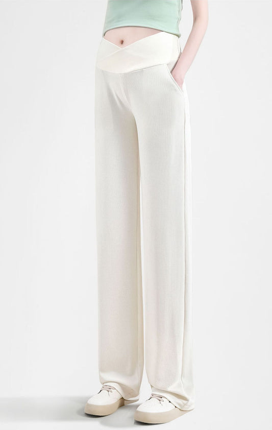 Wide Leg Crossover Waist Modal Pant